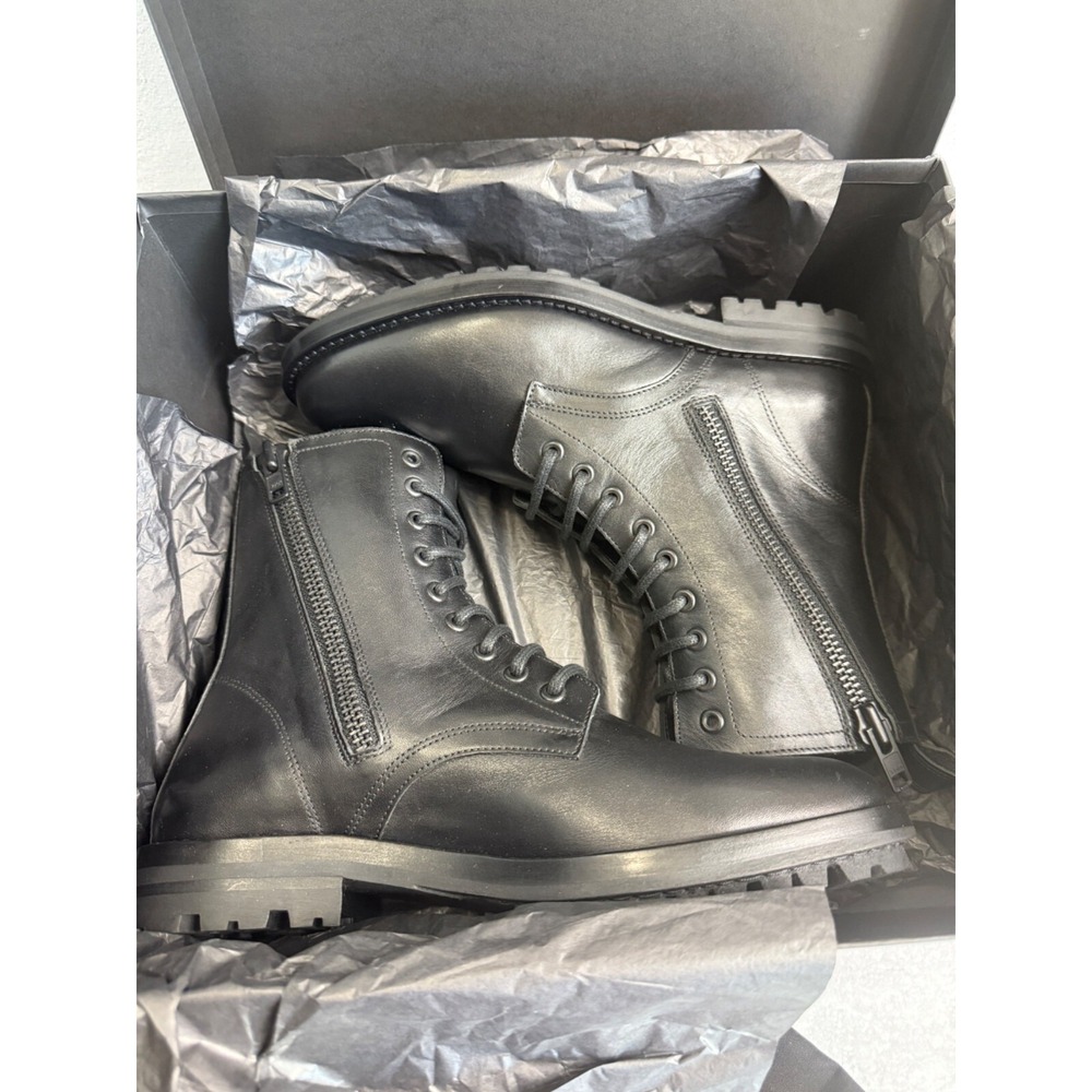 The Kooples Men's Ranger Black Leather Lace-Up Combat Boots Zippers FR 41/US 7 - Picture 9 of 16
